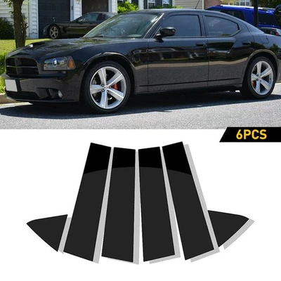 For 2006-2010 Dodge Charger Door Windows Pillar Post Trim Cover Stickers 6Pcs US - Imagem 1 de 4
