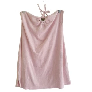 Mini Vestido Halter Vintage Y2K Juicy Couture Rosa Polvo Terry Talla Grande - Imagen 1 de 6