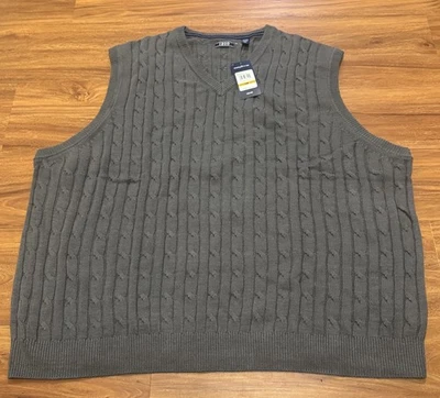IZOD MENS V-Neck Sweater 4XB Big NEW w/tags $70 Retail 4XL Vest Gray - Image 1 of 2