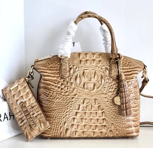 🌹Brahmin Duxbury Satchel Shortbread Leather Crossbody Bag+ Wallet+ Tassel NWT - Picture 1 of 11