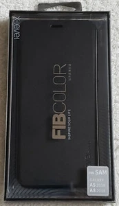 For Samsung Galaxy A5 A8 2018 X-Level FIBCOLOR Ult Slim Full Flip Case/Stand BLK - Picture 1 of 12