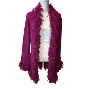 Felicity Long Cardigan Vintage Womens Size Medium Pink 90s Sweater Acrylic Wool - Picture 1 of 11