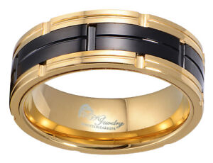 Tungsten VPKJewelry Ring Mens Womens Wedding Band 14k Gold Black 8-10mm  sz 6-15