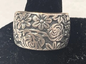 SILPADA 925 Sterling Silver Etched Floral Flower Band Ring Size 7, 11.2g - Picture 1 of 9
