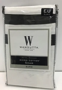 WAMSUTTA COLLECTION HOTEL BORDER Micro Cotton Euro Sham- White/ Onyx - Picture 1 of 2