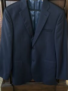 ZEGNA Saks Fifth Ave. Mens 40L SLIM FIT!~Classic Navy Blue Wool/Silk Suit Jacket