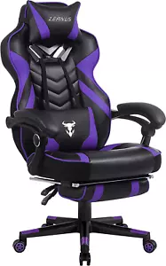Chaise de jeu violette chaise d'ordinateur inclinable avec repose-pieds - Photo 1/9