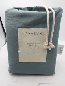 Casaluna Supima Sateen Sheet Set Full Teal Blue 500 Thread Count - Picture 1 of 5