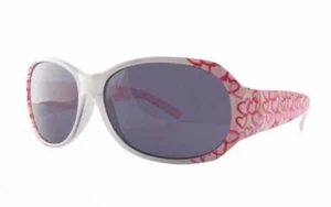 Calabria Kids Authentic Designer Sunglasses 6731AF White Pink Hearts 5.25" wide - Picture 1 of 1