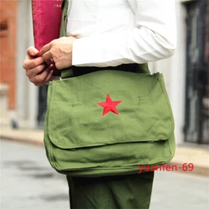 60-70s Canvas Satchel China-Chic Retro Commuting Travel Embroidery Messenger Bag - Picture 1 of 27
