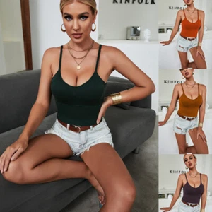 Sexy Women's Vest Tank Tops Spaghetti Strap Yoga Sport Blouse Slim Fit - Picture 1 of 19