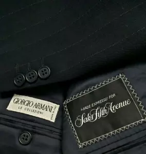 Giorgio Armani Collezioni Mens Blazer Dark Navy Striped Jacket 42R Made in Italy - Picture 1 of 12