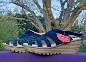SKECHERS Memory Foam Leather Cobalt Blue Navy Slingback Sandals Size 8 ❤️sj15m10 - Picture 1 of 11