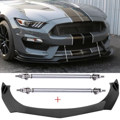 Divisor de labios de fibra de carbono para parachoques delantero Ford Mustang GT 2001-2021 varillas de puntal Foto 1 de 4