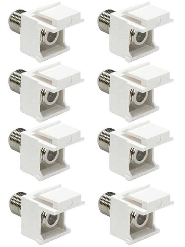 8 Pcs F Type Keystone Jack Coupler Coaxial Cable Connector Snap In Insert White - Image 1 of 1