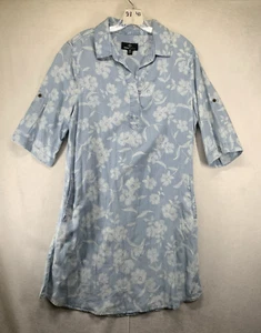 Women's Tencel "Denim" Shirt 10 Light Wash Blue 3/4 Sleeve Soft Flowy Pockets! - Picture 1 of 19