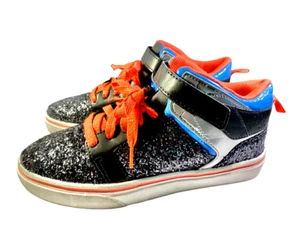 OP High Top Athletic Shoe Sneaker Black & Silver Glitter Neon Orange SIZE 6 - Picture 1 of 12