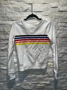 Usada en Excelente Condición Para Mujer LIVE LOVE DREAM Cuello Redondo L/S Sudadera Blanca con Multi Rayas XS - Imagen 1 de 4