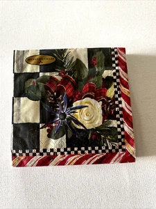 Mackenzie-Childs Scottish Bouquet Cocktail Paper Napkins 20 Per Pack NEW - Picture 1 of 6