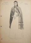 Antique WC Painting Young Female Costume Design Signed