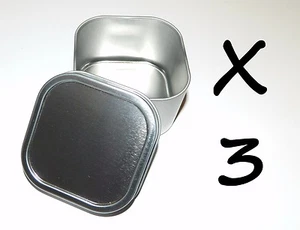 3 X 8-oz Square Slip On Lid Survival Metal Tin Can Container Box Kit Crafts Use - Picture 1 of 1