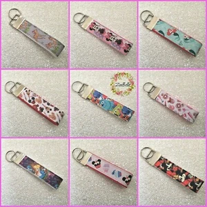 Handmade Vinyl and Webbing Strap Keyring Key Fob Hand Strap Disney Characters - Picture 1 of 178