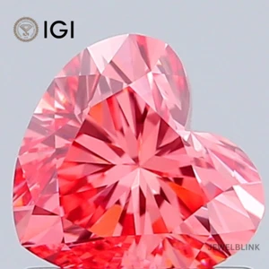 IGI Certified 0.91 Carat VVS2 Heart Shape Fancy Vivid Pink CVD Lab Grown Diamond - Picture 1 of 16
