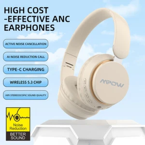 Mpow Active Noise Cancelling Wireless Headphones Foldable Bluetooth 5.3 Headsets - Picture 1 of 15
