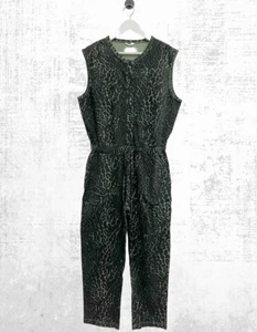 Ex HUSH Women’s Sleeveless Leopard Printed Jumpsuit in Khaki - Picture 1 of 3