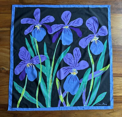 KEN DONE Vintage 80's Retro Floral / Flowers Pattern Collector Scarf 60 x 62 cm - image 1 of 4