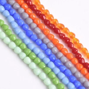Lote de 95 cuentas espaciadoras sueltas de vidrio de cristal facetadas lágrima grasa 4 mm joyería hágalo usted mismo - Imagen 1 de 21