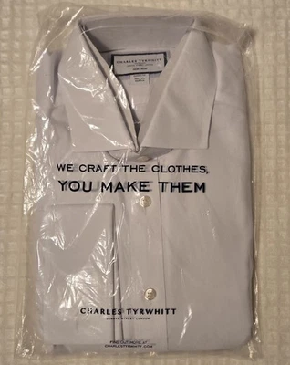 Charles Tyrwhitt 16.5 35 White Non Iron Classic Fit Cutaway Dress Shirt NEW - Image 1 of 4