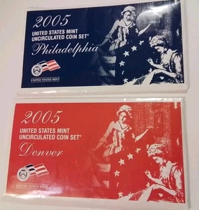 2005 US Mint Set 22 Coin Uncirculated Set Complete Philadelphia & Denver W/COA - Picture 1 of 8