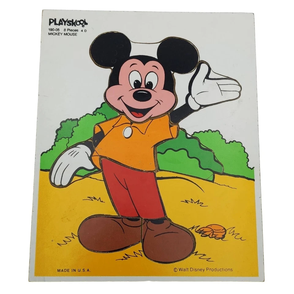 Rompecabezas con marco de bandeja de madera Mickey Mouse Playskool 190-05 8 piezas Foto 1 de 1