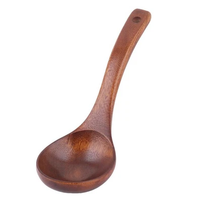 Home Wood Porridge Dumplings Soup Cooking Mixing Spoon Ladle Brown 18cm Length Foto 1 de 3