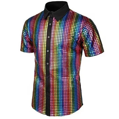 Men's Formal Shirt Sequin Buckle Shirt Polyester Fabric Brand New Buckle Detail - Image 1 of 4