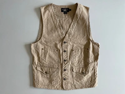 Double RL Ralph Lauren RRL Mens Western Cotton Canvas Vest Tan Size S - Image 1 of 4