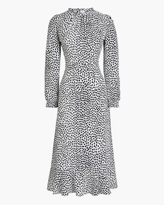 Vestido midi J.Crew para mujer 6 marfil azul marino leopardo volantes manga larga campesino Foto 1 de 4