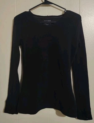Warm Essentials By Cuddl Duds Women Small Black Fleece Top w/ Thumb Holes - Image 1 of 2
