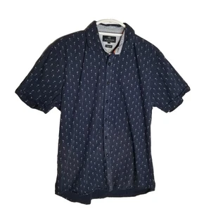 Michael Brandon Shirt Men’s Large Slim Fit Button Up Flamingo 100% Cotton Blue - Picture 1 of 6