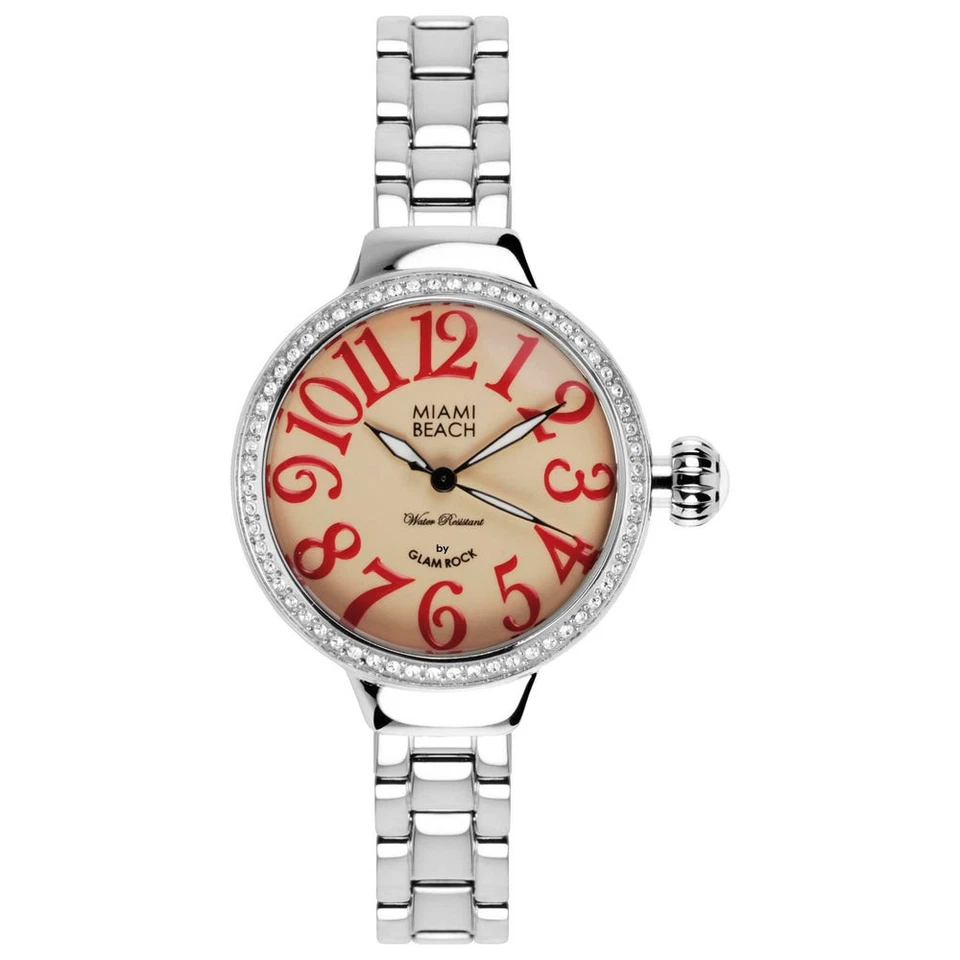Швейцарские женские кварцевые часы Glam Rock Miami Beach с кремовым циферблатом 36 мм MBD27173N - Изображение 1 из 1