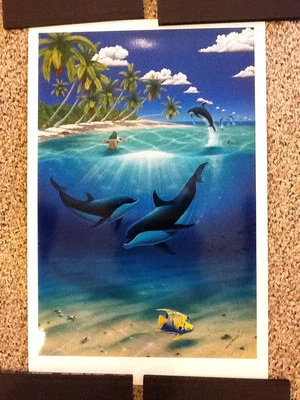 Litografia em papel assinada à mão "DREAMING OF PARADISE" WYLAND Dan Mackin certificado de autenticidade - Imagem 1 de 4