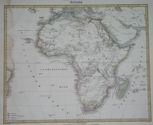1844 ORIGINAL MAP SOUTH AFRICA TANZANIA KENIA EGYPT MOROCCO MALI NIGERIA GUINEA - Picture 1 of 8