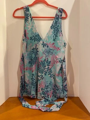 Camiseta sin mangas MIXIT 2X Aqua floral forrada ligera Foto 1 de 4