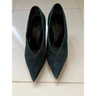 Women 7.5US Celine Phoebe Suede Pumps Green Original Shoes Heels JPN Vintage