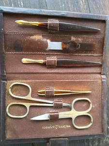 PFEILRING SOLINGEN MANIKÜRE-SET Lederetui braun VINTAGE - Bild 1 von 2
