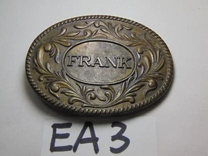 VINTAGE 1977 PERSONALIZED FRANK NAME BELT BUCKLE THE KINNEY CO. HIPSTER WESTERN - Picture 1 of 11