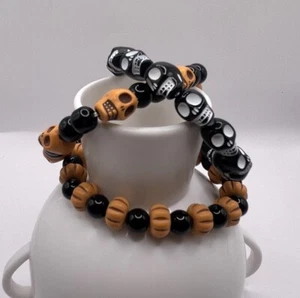 Halloween Theme Skull Bracelet Set - Picture 1 of 3
