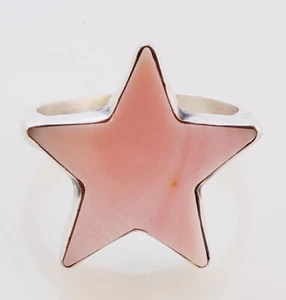 Navajo Handmade Sterling Silver with Pink Conch Star Ring Size 8.5 - Picture 1 of 2
