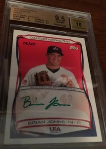 BGS 9.5 Brian Johnson 2010 Topps Auto 10 Green /25 Autogramm Los Angeles Angels - Bild 1 von 5